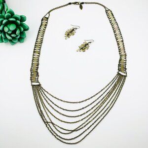 Coldwater Creek Multi Strand Art Deco Beaded Necklace and Earrings